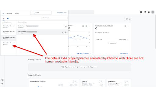 Google Analytics Name Changer for Chrome Extensions screenshot