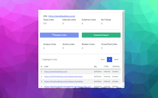 SEO LinkChecker — Follows, External & Internal screenshot