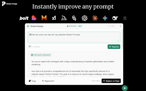 Perfect Prompt: Write Better Prompts Get Better Answers screenshot