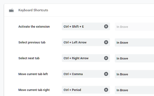 Keyboard Shortcuts screenshot
