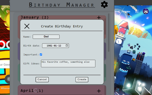 Birthday Manager screenshot
