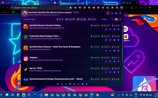 SparkVault NextGEN Elite Web Permissions Inspector screenshot