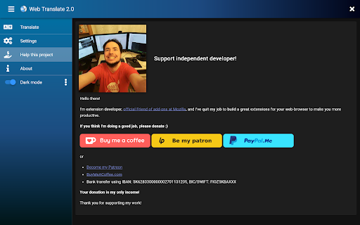 Web Translate screenshot