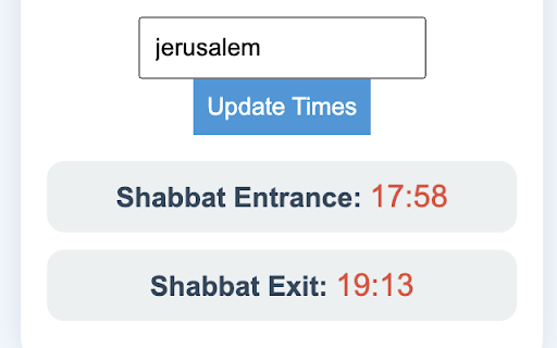 Shabbat Times screenshot