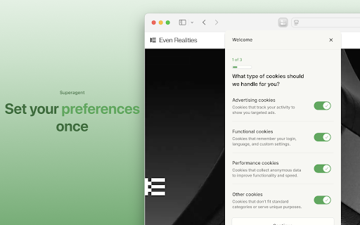 superagent - Automatic cookie consent screenshot