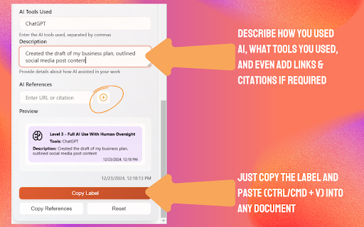 AI Usage Labeler screenshot