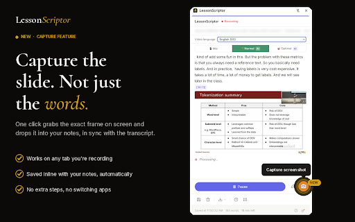 LessonScriptor – Live Transcription & Screenshots screenshot
