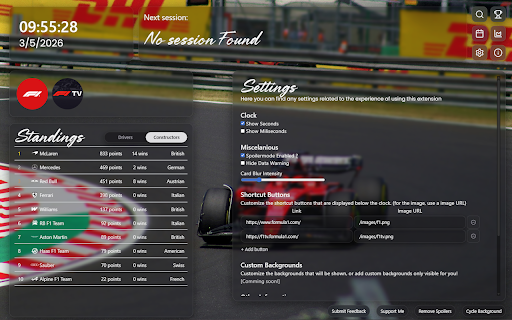 F1 Newtab screenshot