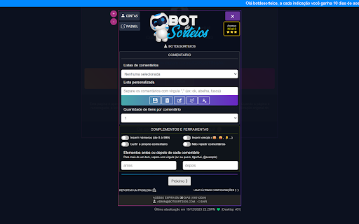 Robô de Comentários - Bot de Sorteios screenshot