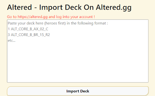 Altered - Import Deck On Altered.gg screenshot
