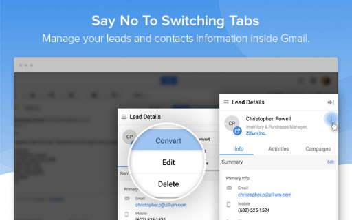 Zoho CRM for Gmail screenshot