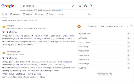 SEO Minion screenshot