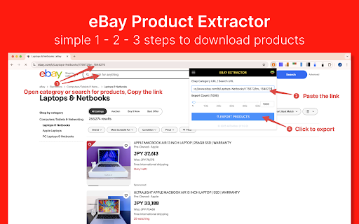 eBay Extractor - Export search results & product listings screenshot