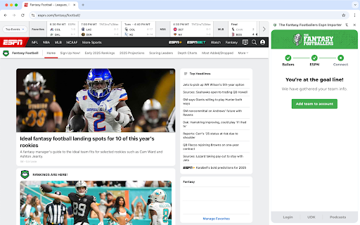 The Fantasy Footballers ESPN Importer screenshot