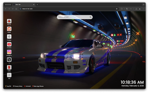 Nissan Skyline Live Wallpaper New Tab screenshot
