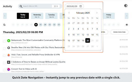 Better History | Manage, Export, and Delete History screenshot