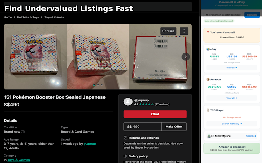 Carousell ↔ eBay Price Checker screenshot
