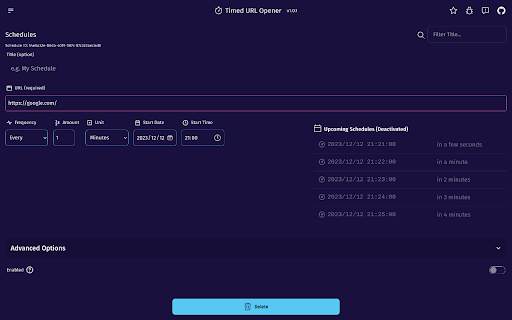 Timed URL Opener screenshot