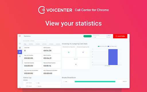 Voicenter Contact Center Chrome application screenshot