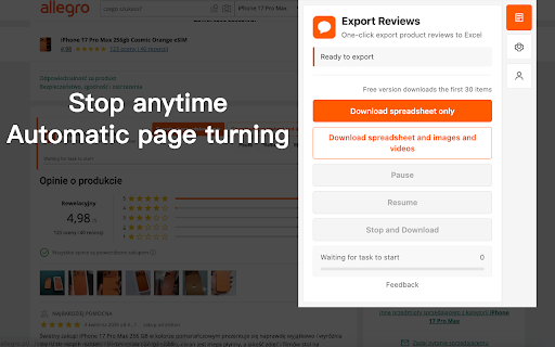 Allegro Review Export screenshot