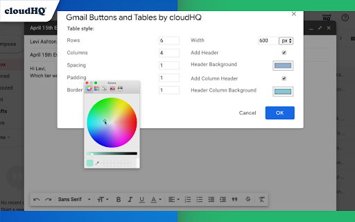 Tables for Gmail™ by cloudHQ screenshot