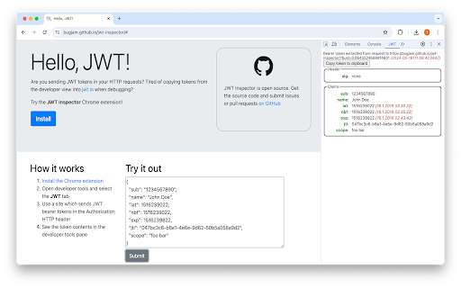 JWT Inspector screenshot