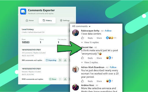 Comment Exporter for Facebook - Export CSV & Excel screenshot