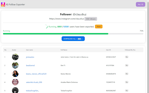 IGFollower - IG Follower Export Tool screenshot