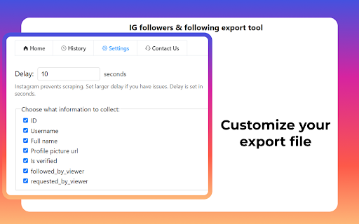 IG Exporter & Scraper: Export Instagram Followers & Following data to list screenshot