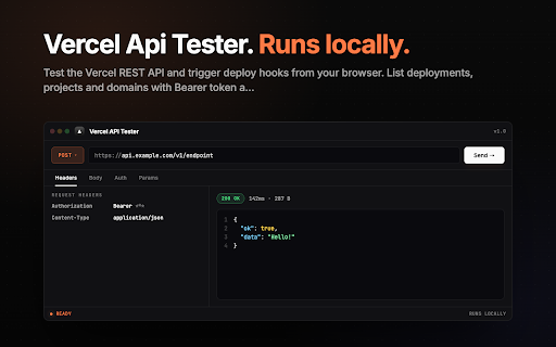 Vercel API Tester - Deploy Hooks and REST API Requests screenshot