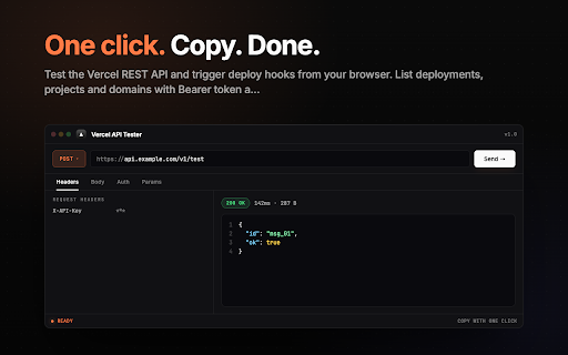 Vercel API Tester - Deploy Hooks and REST API Requests screenshot