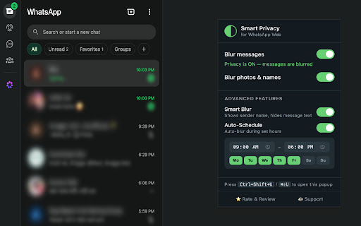 Smart Privacy Extension For WA Message screenshot