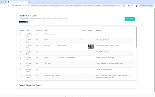 Form Exporter by Table Capture screenshot