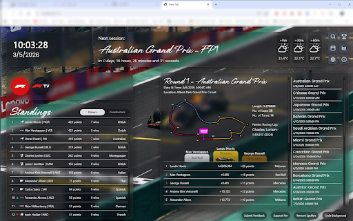F1 Newtab screenshot