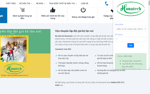 Kệ siêu thị Hanatech screenshot
