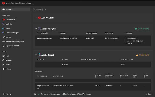 Adobe Experience Platform Debugger screenshot
