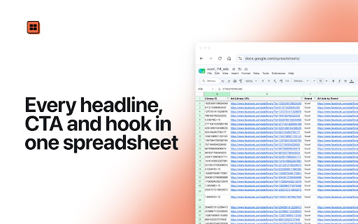 AdScoop - Download, Transcribe & Export Data | Facebook Ad Library screenshot