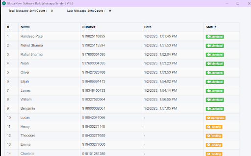 Free Bulk Message Sender Global Gym Software screenshot