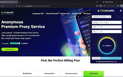 TorGuard Premium Proxy Extension screenshot