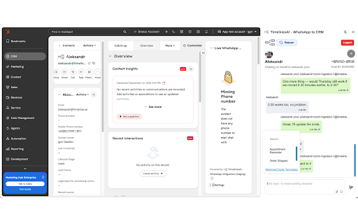 TimelinesAI - WhatsApp to CRM screenshot