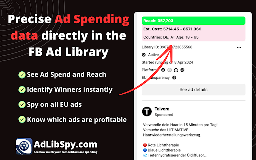 AdLibSpy - See Spend in FB Ads Library screenshot