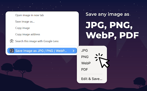 Save Image as Type — JPG PNG WebP PDF, Resize & Remove Background screenshot