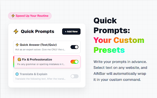 AiNBar - AI in Bar - Native AI Chats in Chrome Side Panel screenshot