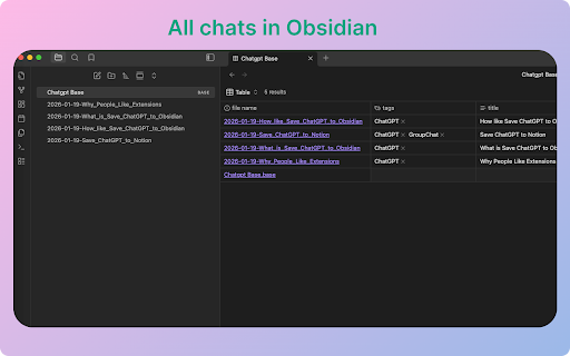 Save ChatGPT to Obsidian markdown file screenshot