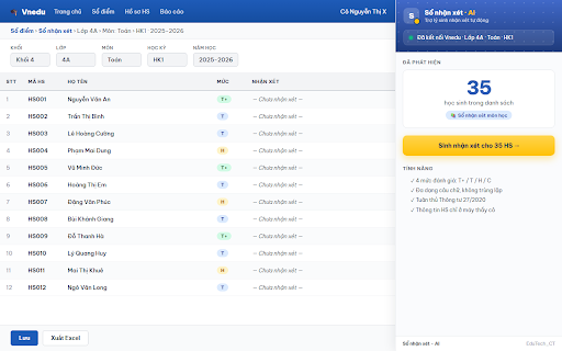 Sổ nhận xét - AI screenshot
