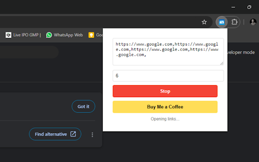 Bulk Link Opener screenshot