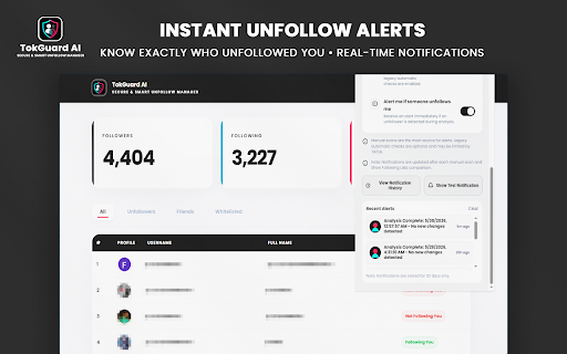 TokGuard AI - Smart Unfollow Manager for TikTok screenshot