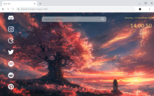 Anime Girl Watching Sunset By Cherry Tree A Stunning Live Wallpaper screenshot