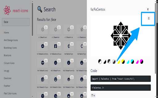 React Icons SVG Grabber screenshot