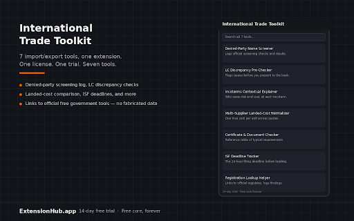 International Trade Toolkit screenshot